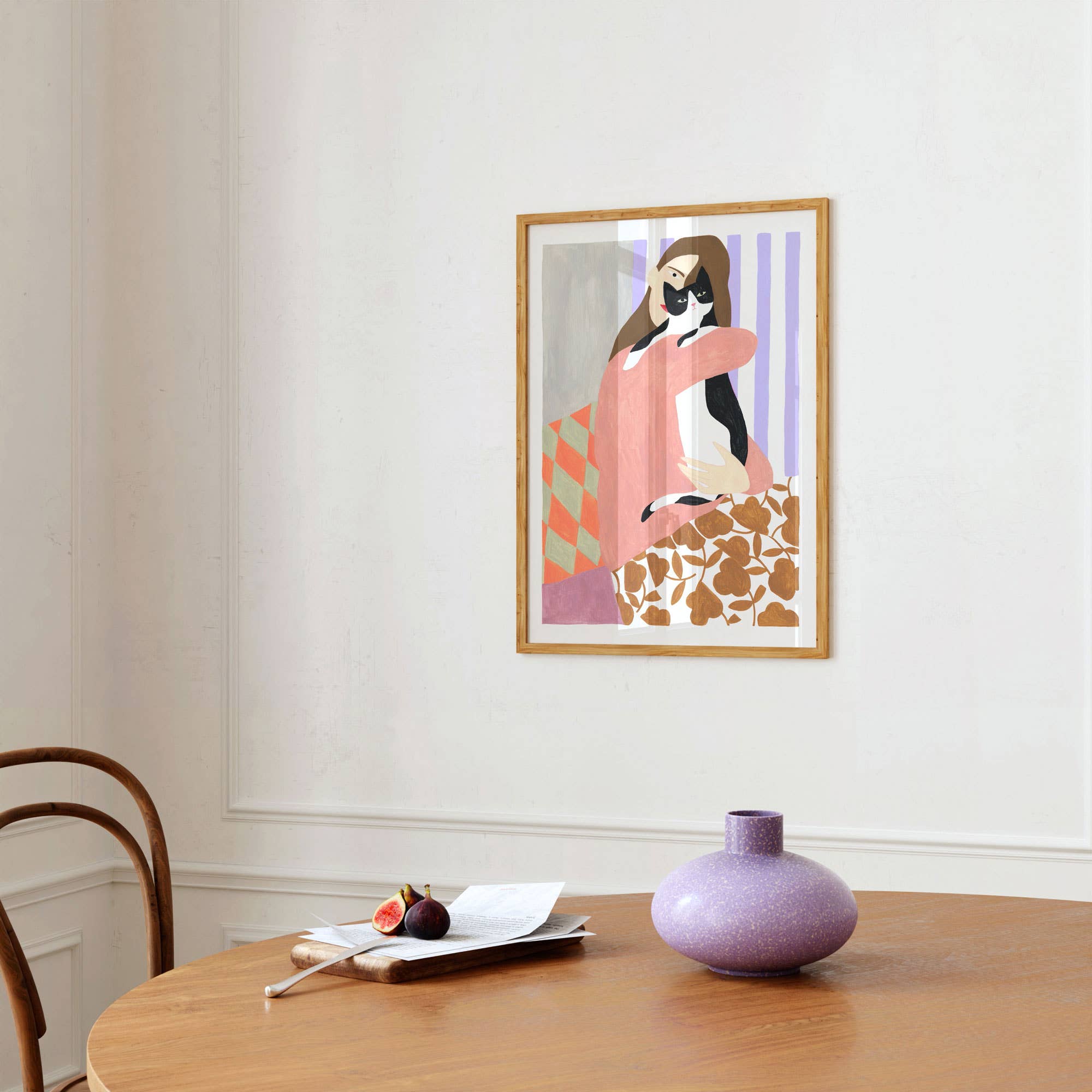 Depeapa Poster 'Frau und Katze' (29,7 x 42 cm)