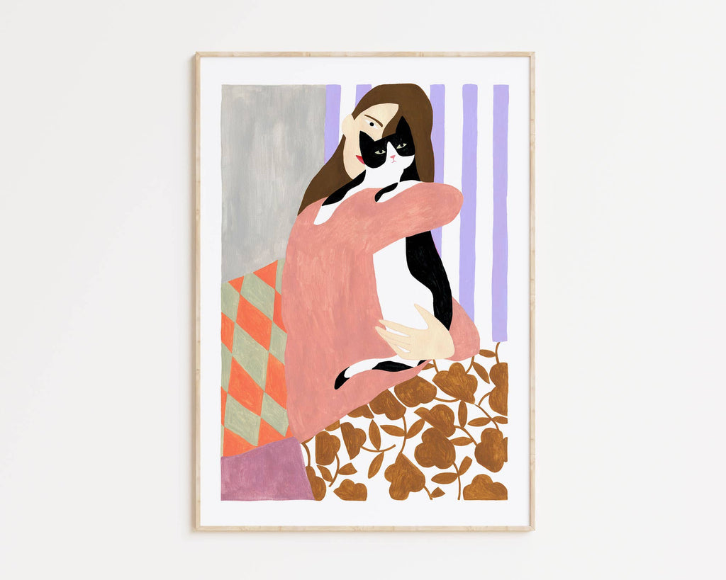 Depeapa Poster 'Frau und Katze' (29,7 x 42 cm)